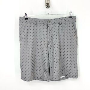 Adidas‎ Men Size 36 Shorts Gray Black Logo Print Golf Stretch Quick Dry Long